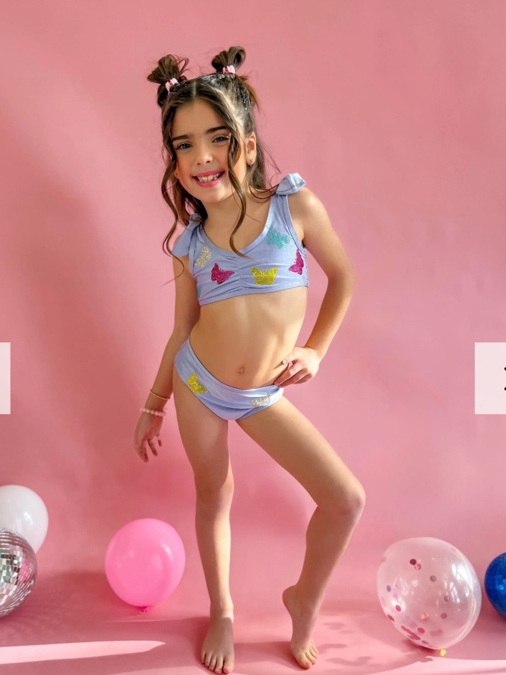 Girls' Lavender Butterfly Two-Piece Swimsuit